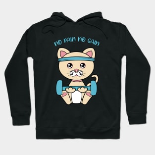 No pain no gain, Cute cat lifting weights. Hoodie